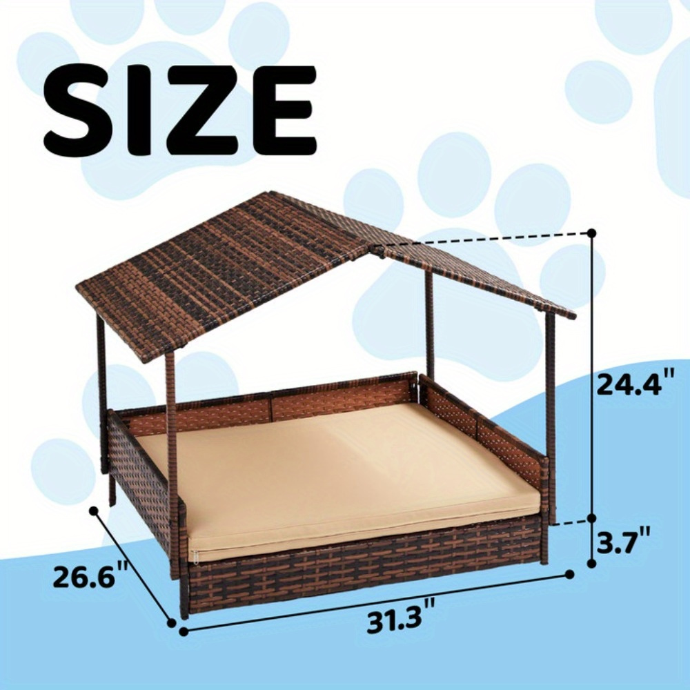 Herringbone Top Gray Gradient Rattan Pet Kennel