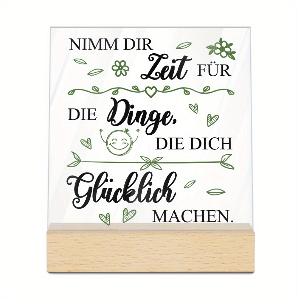 Image of [2d Flat] Putuo Decor 1pc German Square Acrylic Sign With Wooden Base, For The Things That , Desktop Decoration For Home, Farmhouse, Cafe, Coffee Shop, Gift