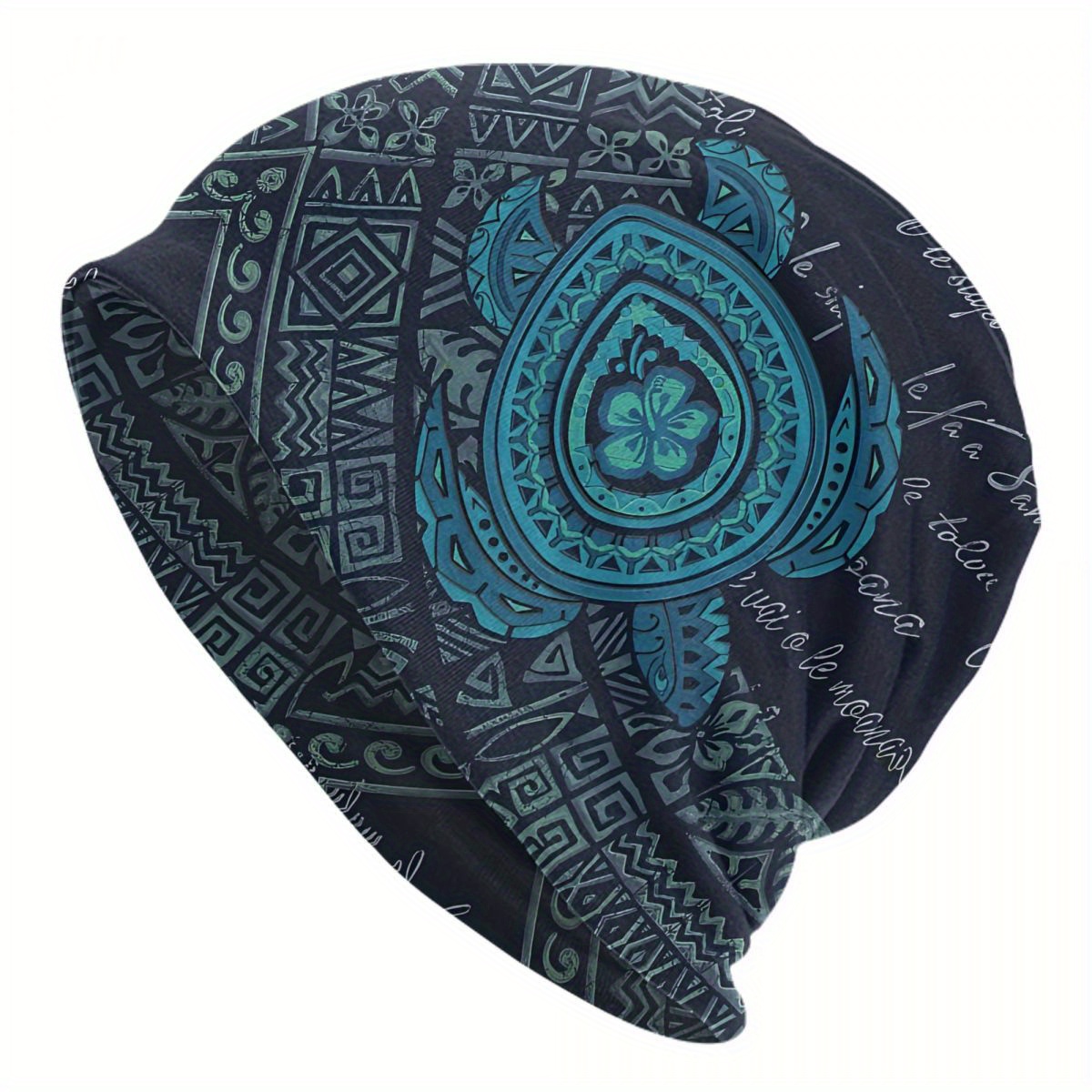 

Men's Turtle Pattern Beanie - Stretchy Polyester, Knit Streetwear Cap For Sports & Casual Wear, Brimless,