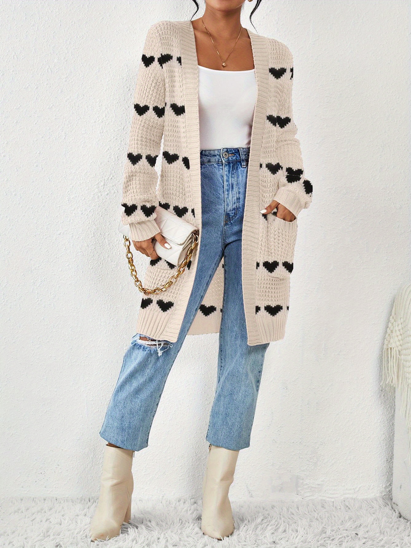 2024 front chunky knit sweater fall - Temu