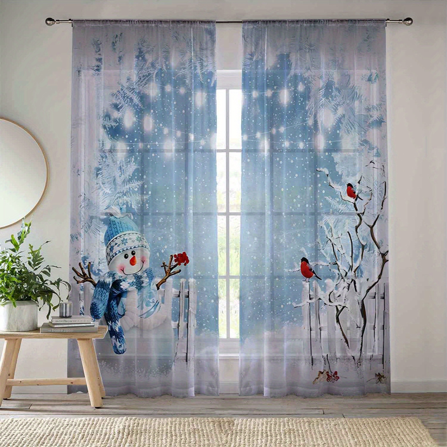 

1 Christmas Decoration Curtains, Christmas Snowman Curtains - To , Suitable For And , And To , For Christmas