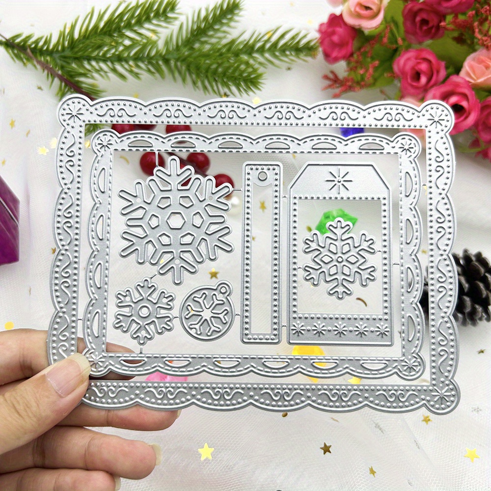 

[christmas][new Year]1pc Christmas Metal Die Cuts, Frame Cutting Dies Cut Stencils For Diy Scrapbooking Album Decorative Embossing Paper Dies For Card Making