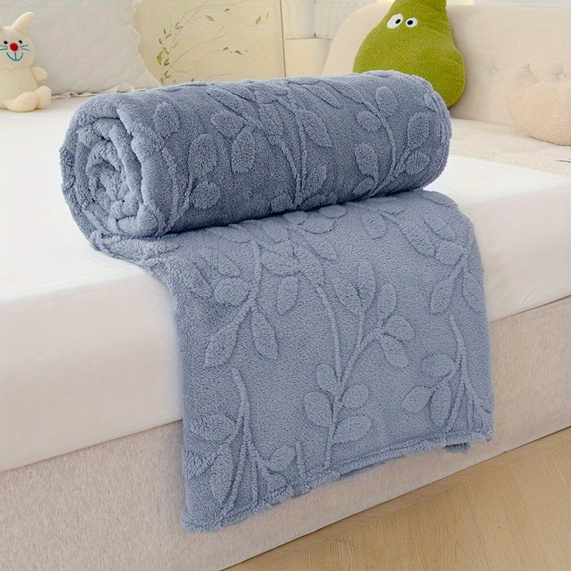 ultra soft   jacquard throw blanket leaf design solid   for living room sofa bedroom decor machine washable details 8