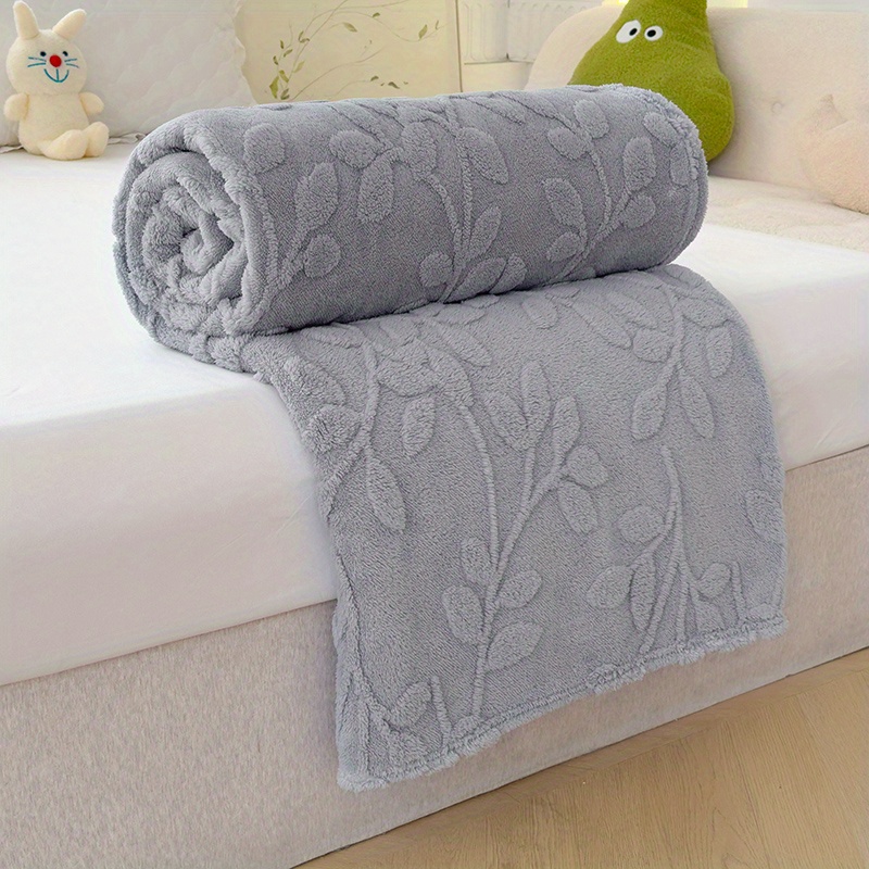 ultra soft   jacquard throw blanket leaf design solid   for living room sofa bedroom decor machine washable details 0