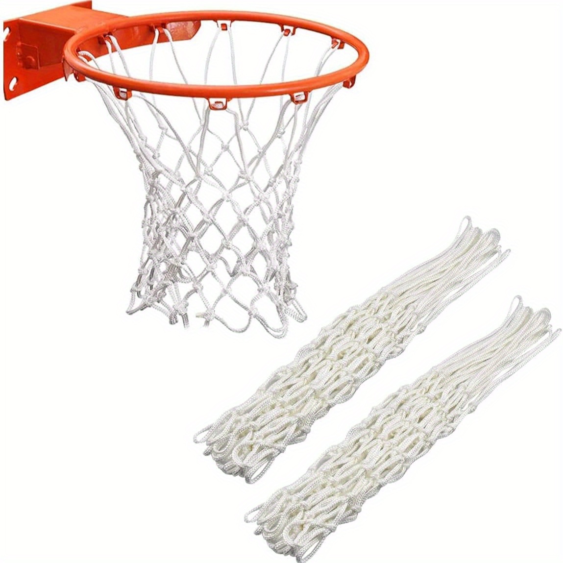 E-shop 2-teiliges strapazierfähiges Basketballnetz-Ersatzset, passend für Standard-Basketballkörbe an Indoor- Outdoor-Fitnessgeräten