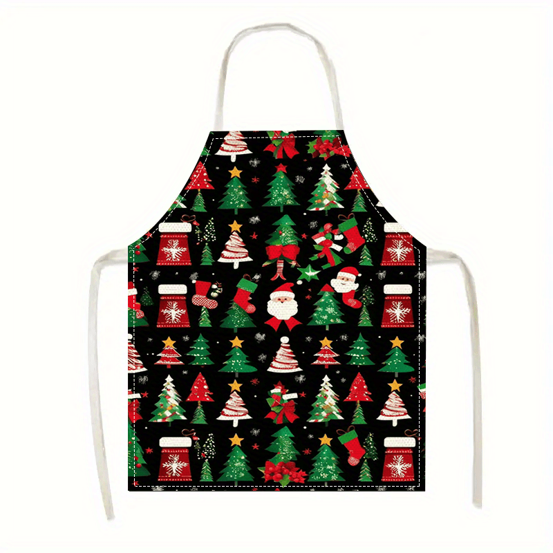 TEMU Large Linen Christmas Tree - Sleeveless, & Oil Bib For Decor And Gifts