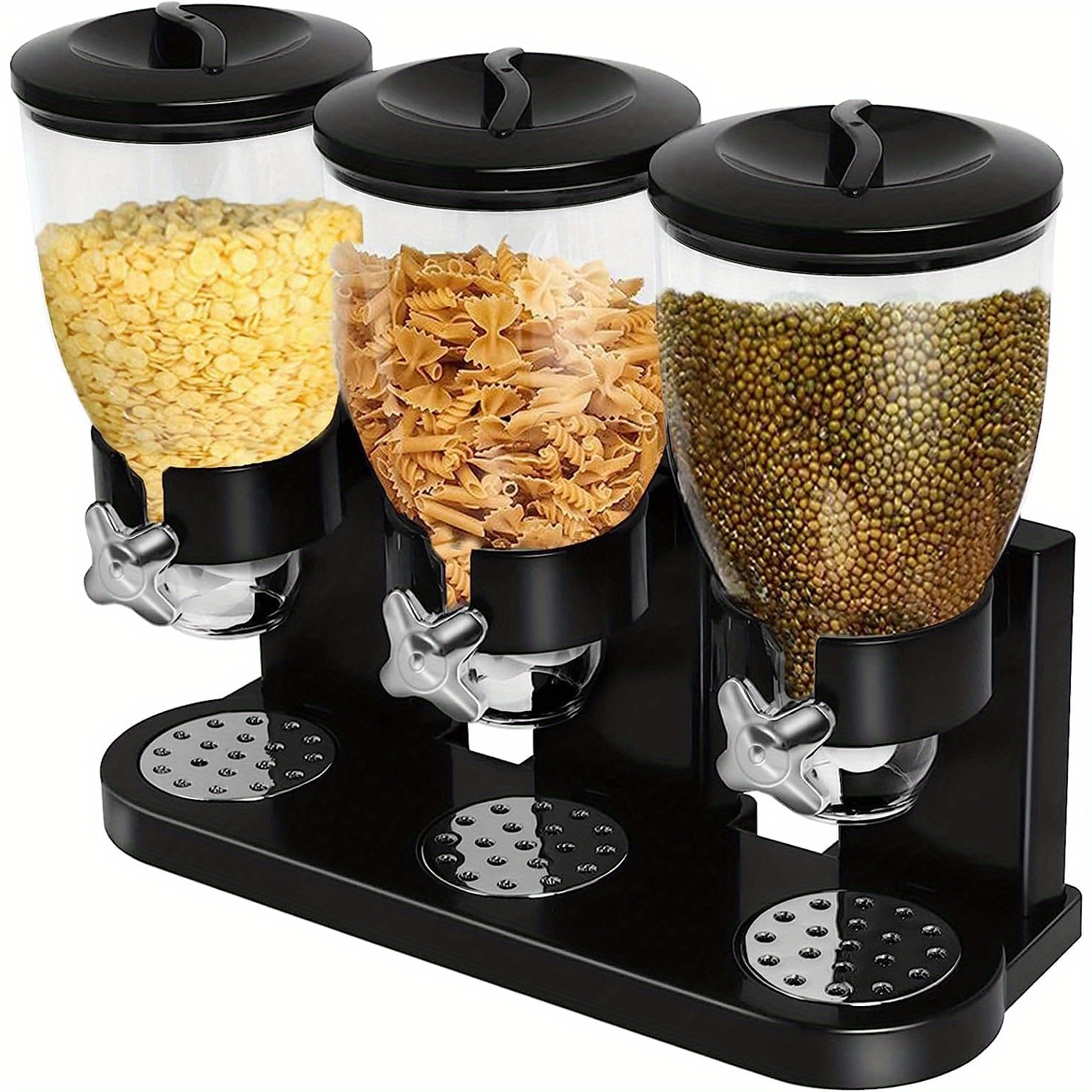 TEMU 3pcs Triple Canister Cereal Dispenser, Plastic Dry Food Cereal Dispenser Container Machine Storage Bottles For Home And Kitchen, 6l