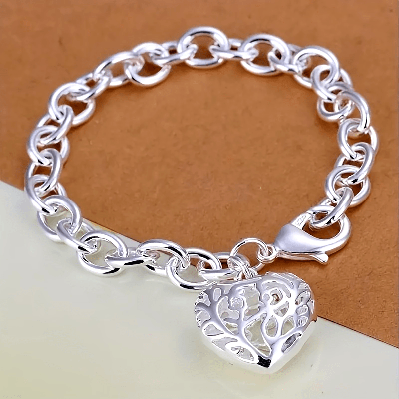 

1pc Stainless Steel Hollow Out Love Pendant Bracelet For Men Women