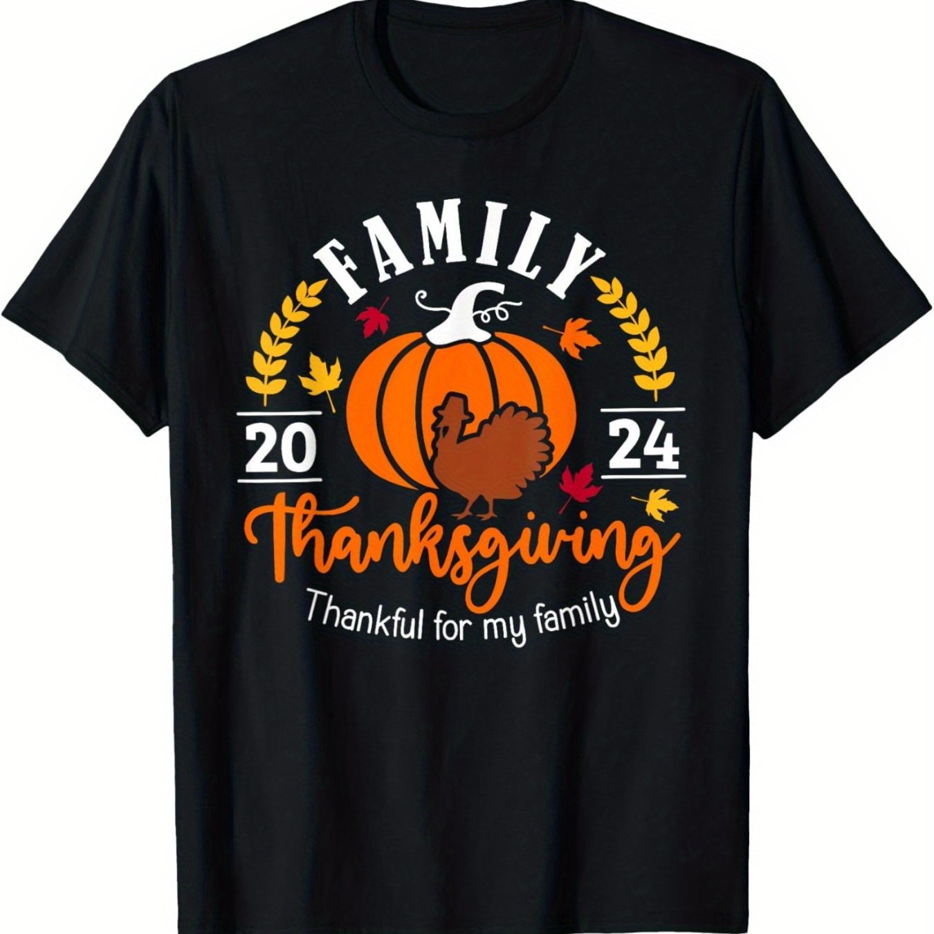 

Thanksgiving 2024 Turkey Pumpkin T-shirt For Men Women, Unsex Trendy Tops Crew Neck Tee, Comfort , Must-have Fashionable Autumn Tee