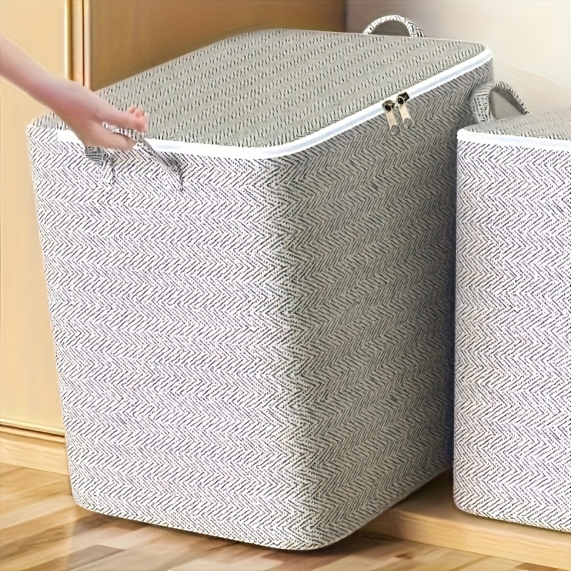 

Spacious Waterproof Storage Bin With Lid - Non-woven Fabric Organizer For Clothes, Blankets & More - Hand Washable, Colors