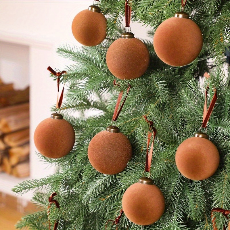 8 Stuks Fluwelen Kerstballen Stroomden Kerstboom Bal Ornamenten Plastic Ballen Kerst Decoratieve Hangende Ornamenten Kerstboom Decoratie 314 Inch