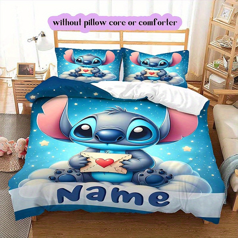 

Stitch 3d Name Custom Bedding - Print Cover Cartoon Quilt Cover For Bedroom Decor - Bedclothes - Christmas Gifts (1 * Duvet Cover + 2 * Pillowcases, Without )