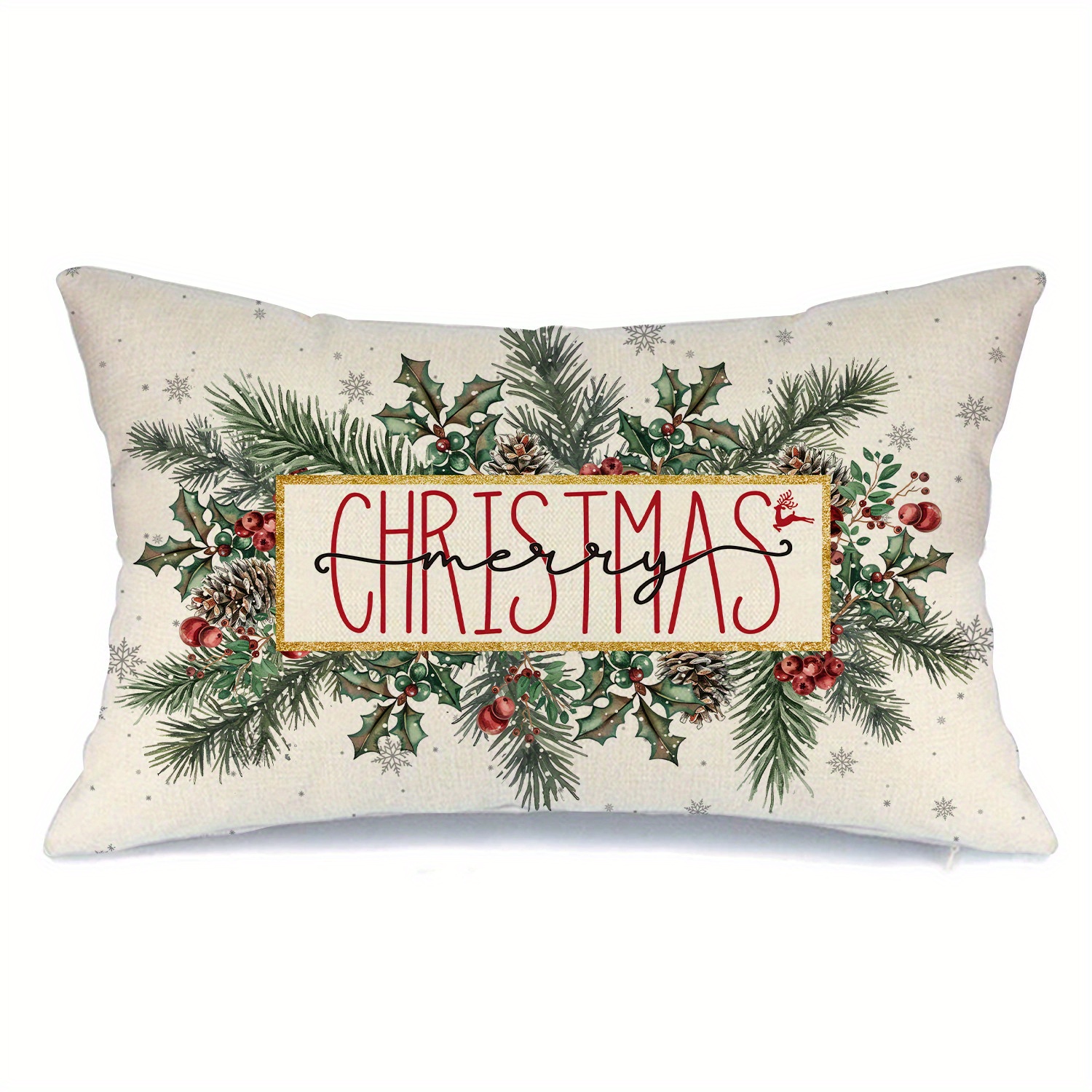 TEMU 1 Decorative Pillow Cover For Christmas, Measuring 12x20 Inches, Suitable For Indoor And Outdoor Use. This Festive Cushion Cover Features , Perfect For Holiday Parties And Winter Celebrations
