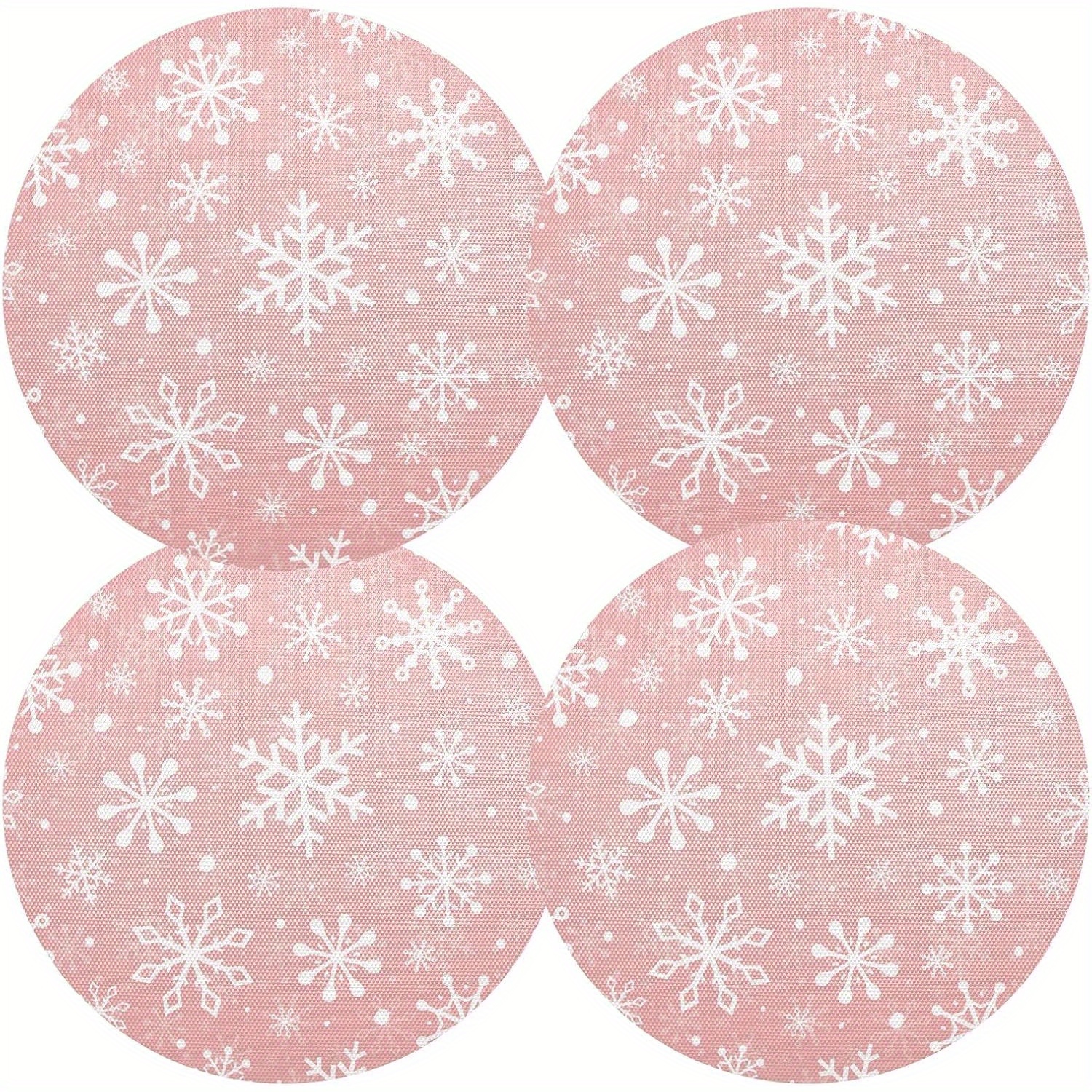 TEMU Christmas Snowflake Placemats Set Of 4 Washable Round Placemats For Dining Table Placemats For Kitchen Placemats For Dining Room, Kitchen,