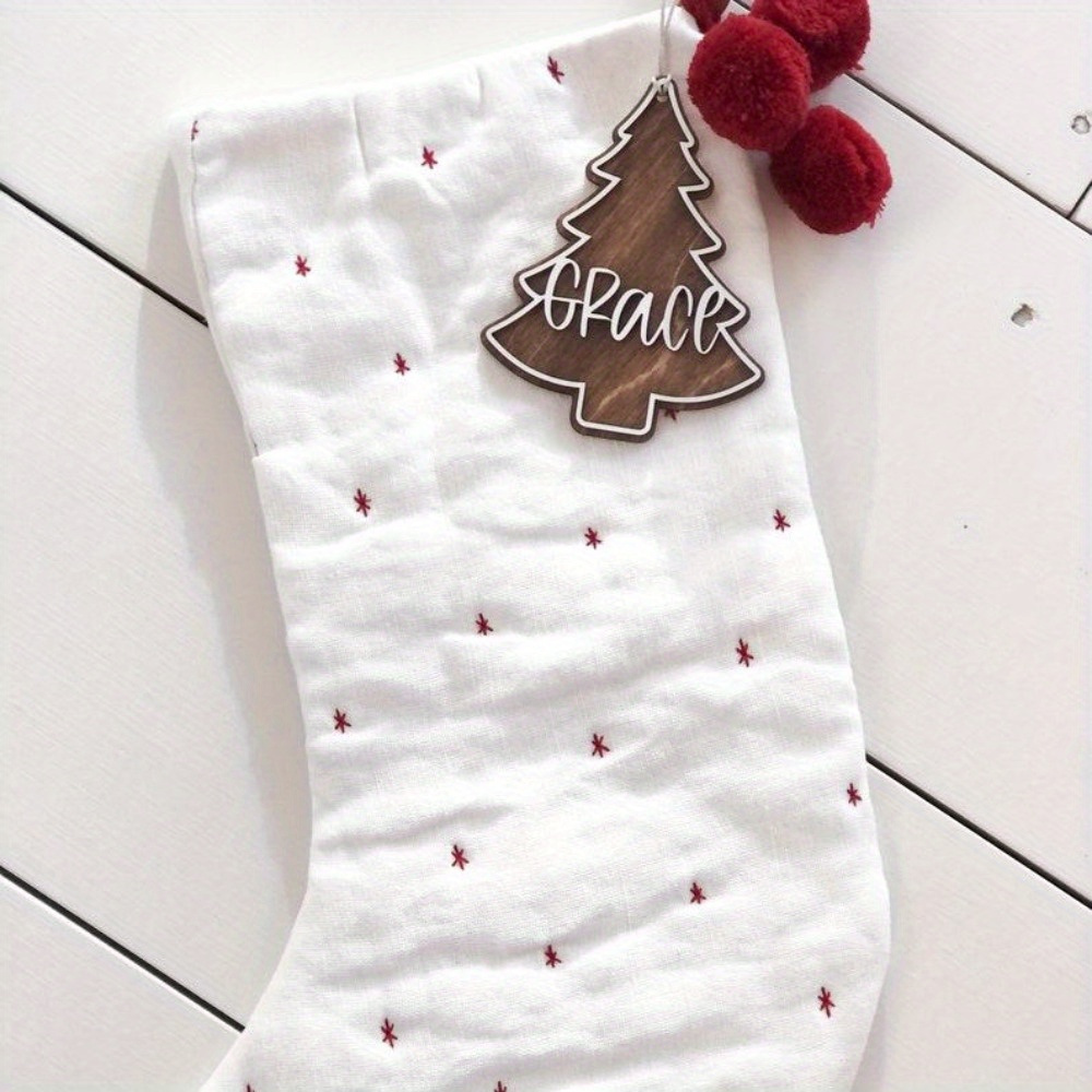 

Personalized Acrylic Christmas Stocking Tags - Customizable Name Labels For Family & , Unique Holiday Gift Idea With Free Engraving