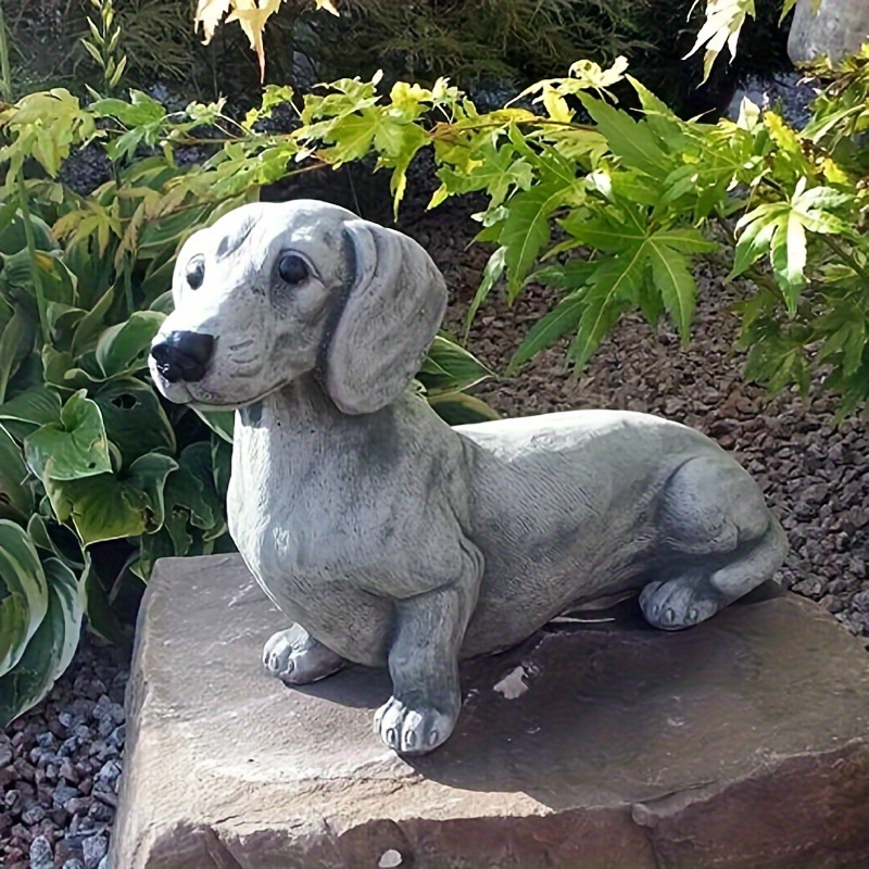 

1pc Pug Dachshund Statue - Garden Decoration, Patio Accent, Yard Art, Holiday Decor, Lawn Ornament, Resin Construction, Weather-resistant, Dog Lovers And Outdoor