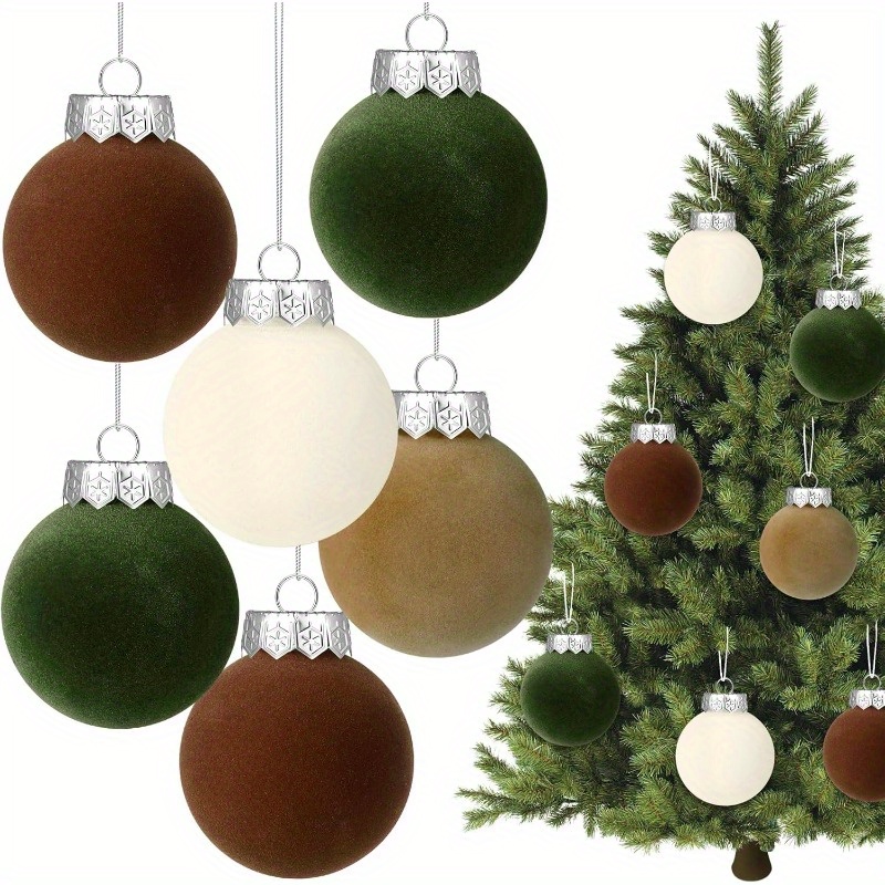 

8pcs Christmas Ornaments Shatterproof, No-feather Decorations, Hanging Flocked Ornaments For , , Wreath Decor