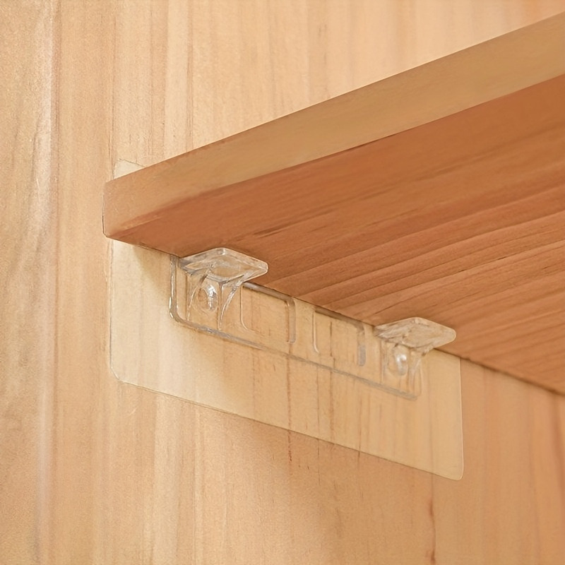 

No-punch Shelf Support Pins, Clear Self-adhesive Shelf Clips For Cabinet Shelves, Powerful Bracket Pins For Partitions