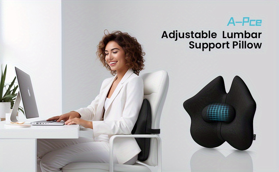 adjustable lumbar support pillow   lower back pressure buffer sitting posture adjustable slider ergonomic memory foam back cushion for long sitting for office chair car plane black Product details 0