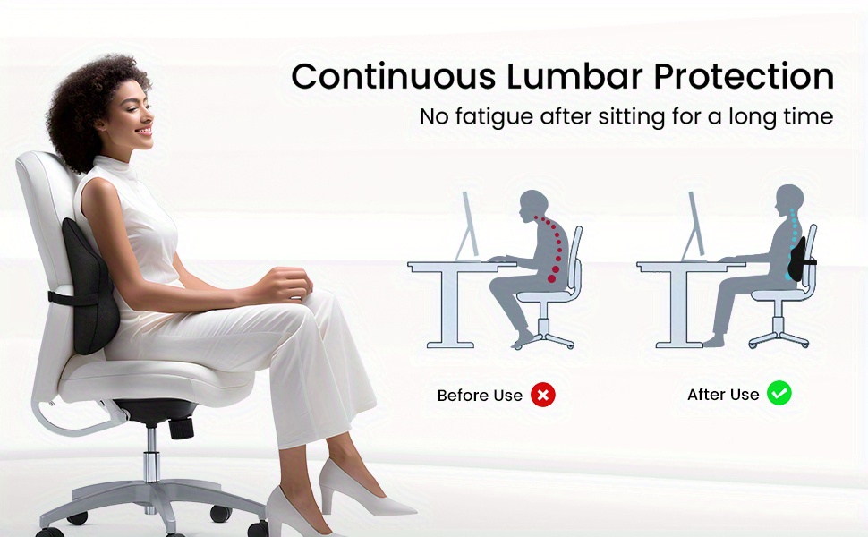 adjustable lumbar support pillow   lower back pressure buffer sitting posture adjustable slider ergonomic memory foam back cushion for long sitting for office chair car plane black Product details 4