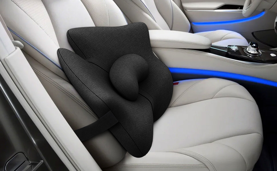 adjustable lumbar support pillow   lower back pressure buffer sitting posture adjustable slider ergonomic memory foam back cushion for long sitting for office chair car plane black Product details 6