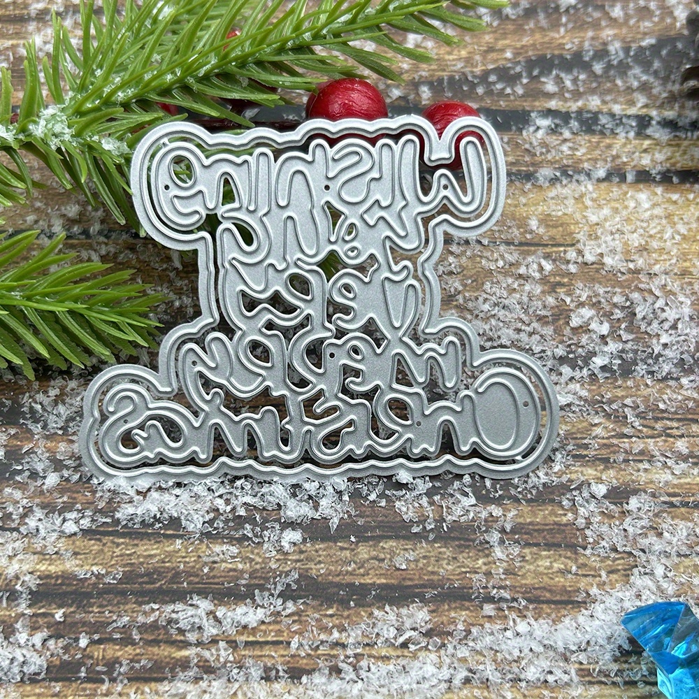 

Merry Christmas Cutting Dies - 1pc Metal Embossing Stencil For Diy Scrapbooking, Card Making & Crafts - Holiday Decorations