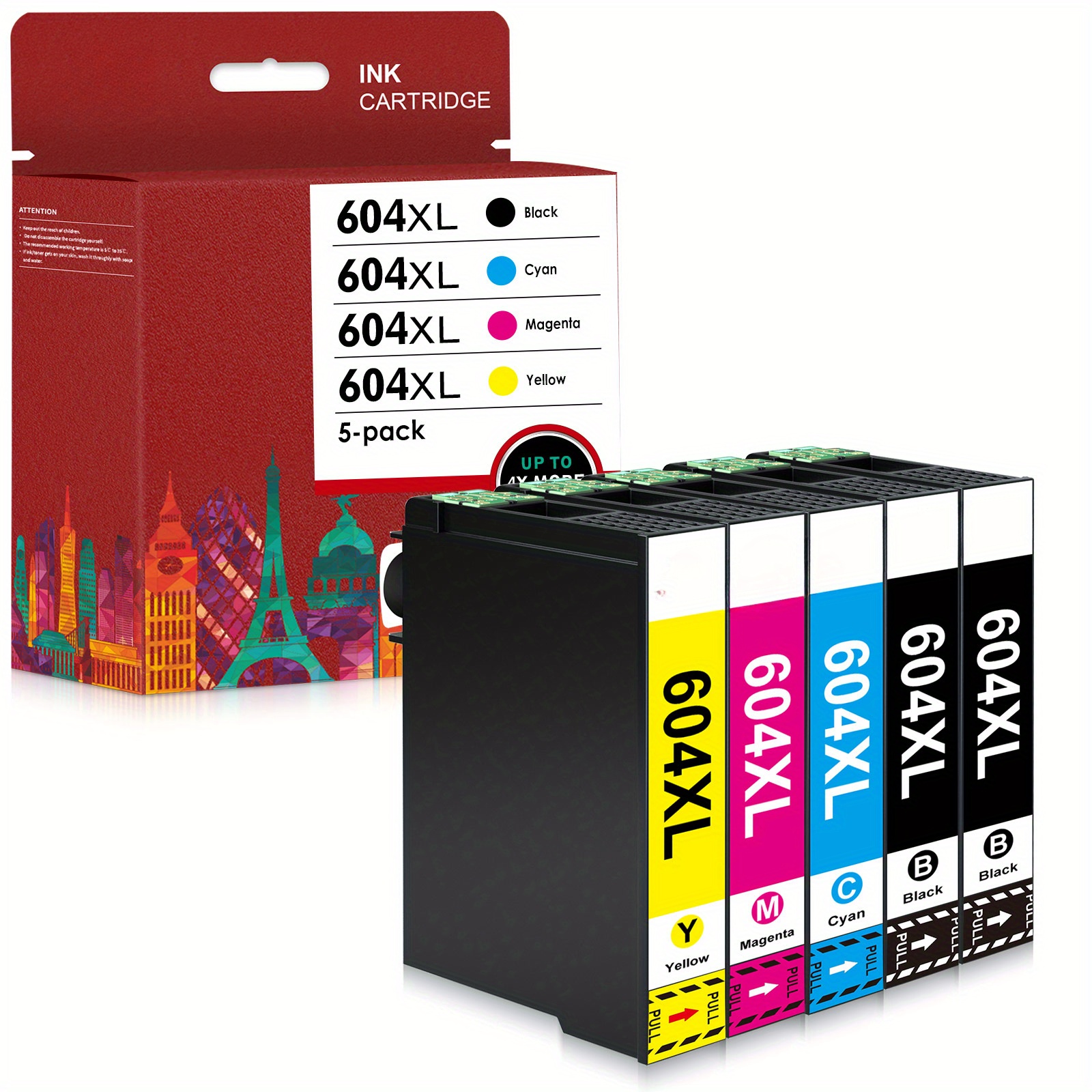 604 Xl Printer Cartridges Compatible 604 604xl Cartridges For Home Xp-3200 Xp-3205 Xp-4200 Xp-4205 Xp-2200 Xp-2205, Workforce Wf-2910 Wf-2930 Wf-2935 Wf-2950 (5er-pack)