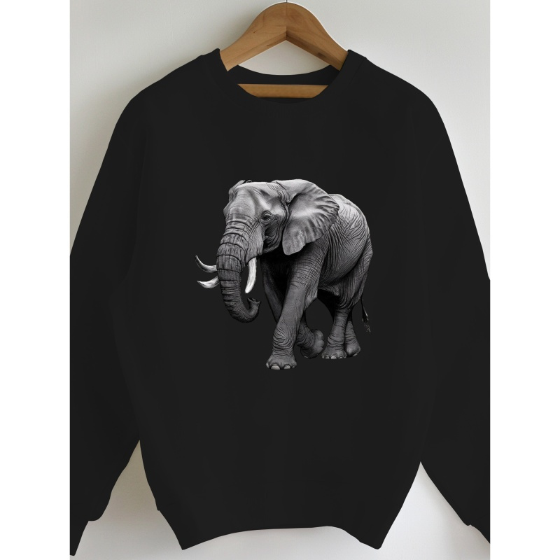

Sweatshirt Imprimé Éléphant, Sweatshirt Décontracté à Manches Longues et Col Rond pour & l'Hiver, Vêtements pour Femmes