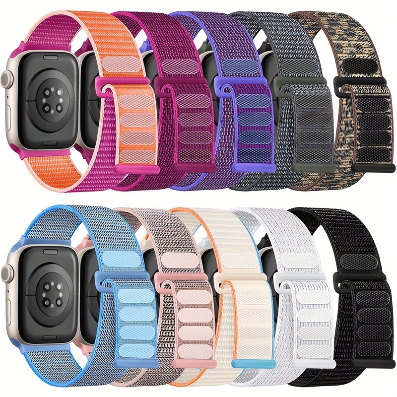 

10-pack Soft Nylon , Breathable Stretchy Woven Straps For Apple Watch 38/40/41/42/44/45/49mm, Unisex, Compatible With Iwatch Ultra/se/8/7/6/5/4/3/2, No Battery Required