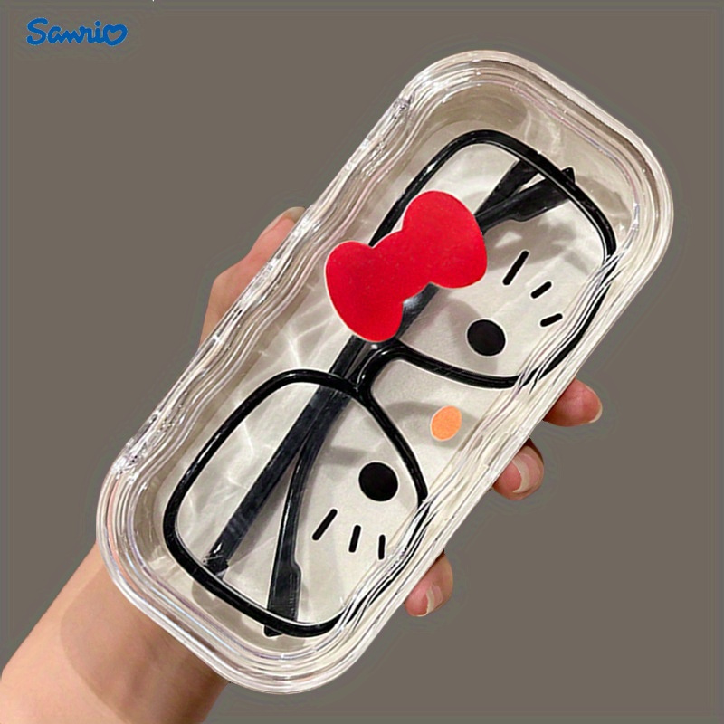 for   2024   ins portable anti press foldable high quality clear glasses case with bow and non   abs plastic material no power required details 2