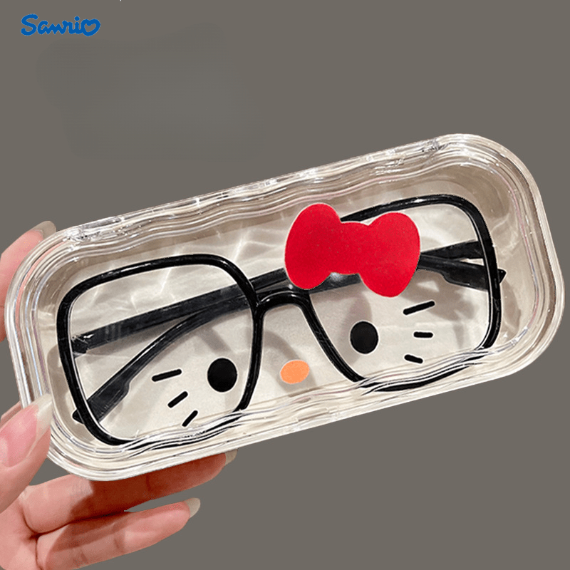 for   2024   ins portable anti press foldable high quality clear glasses case with bow and non   abs plastic material no power required details 5