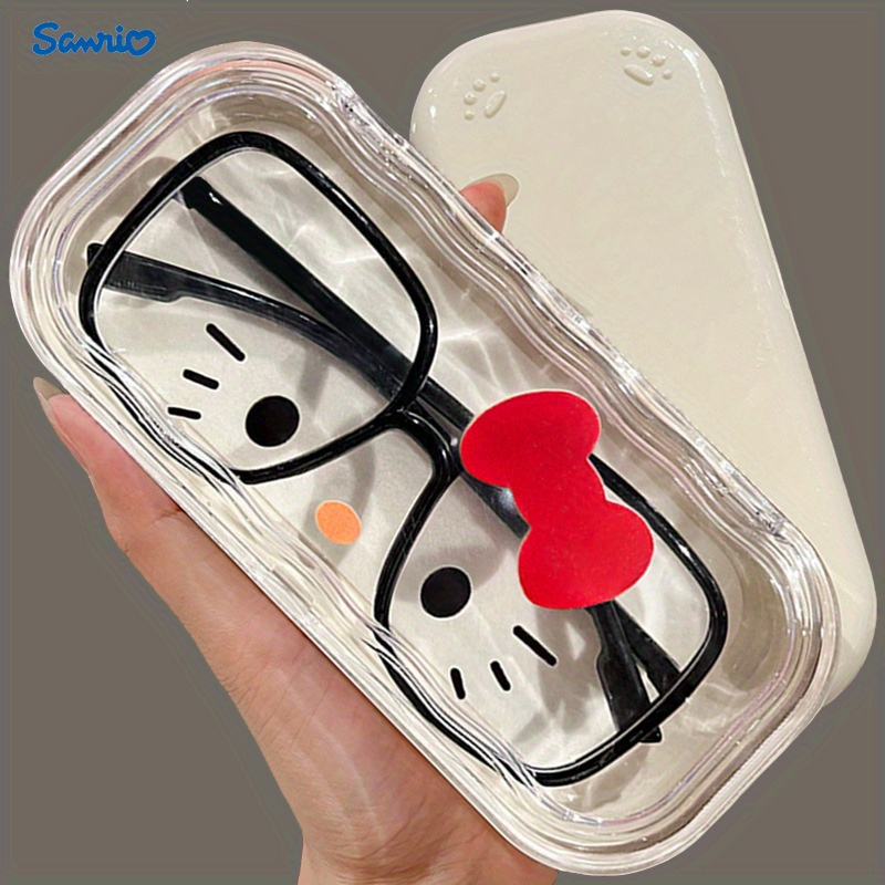 for   2024   ins portable anti press foldable high quality clear glasses case with bow and non   abs plastic material no power required details 3