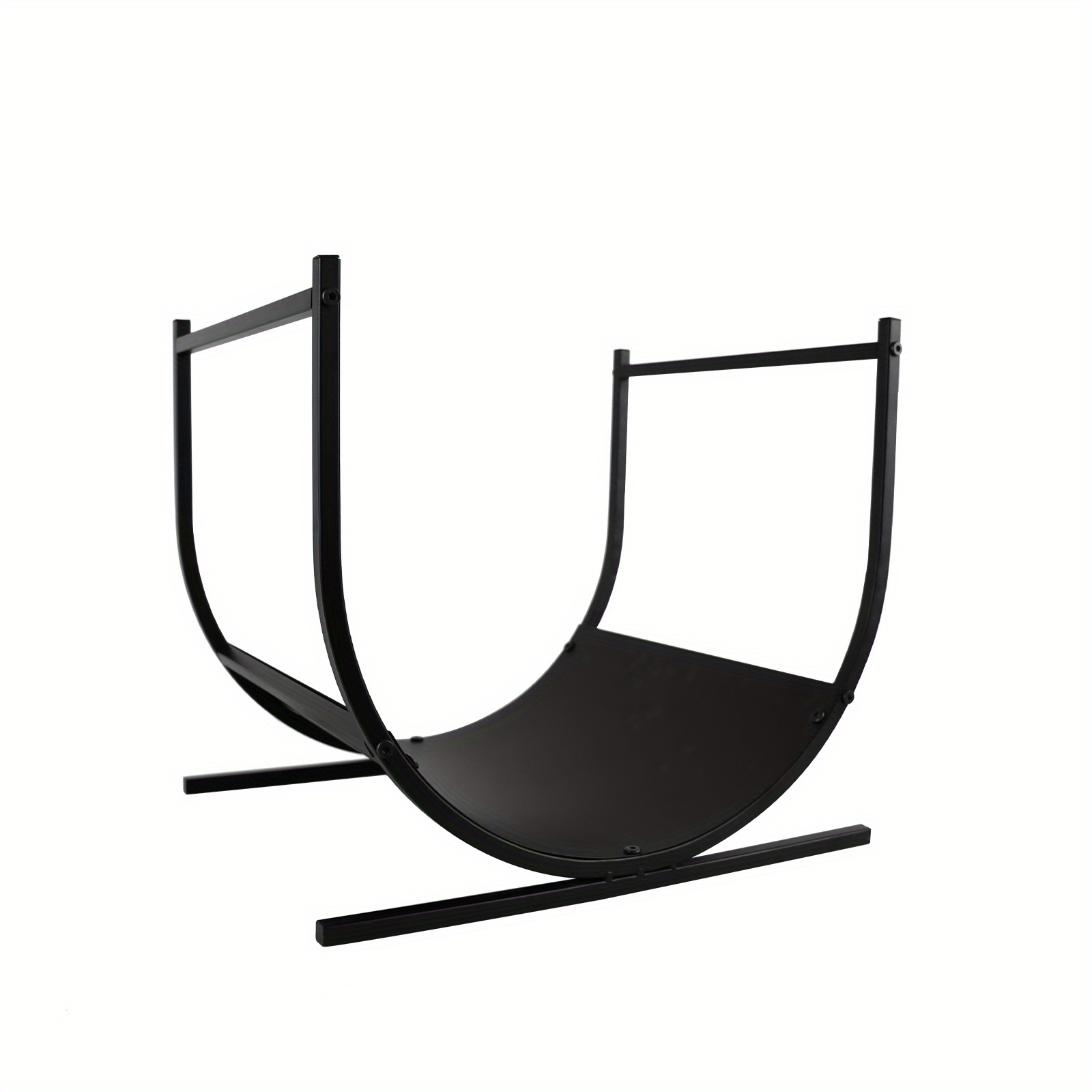 Outdoor Firewood Rack - Black Metal Semi-circular Wood Holder For Efficient Firewood Storage