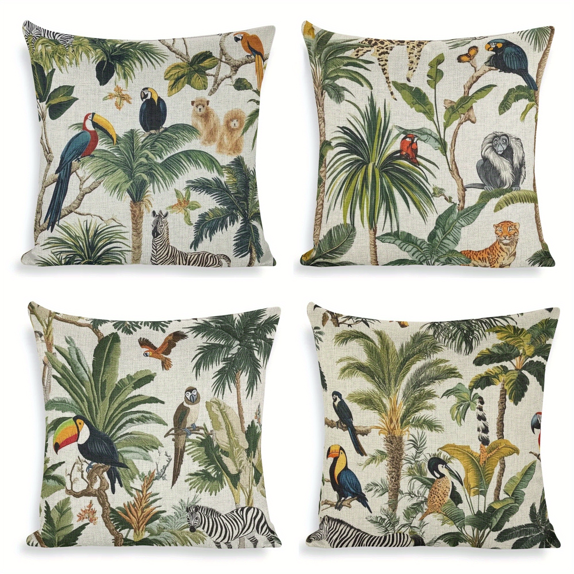 

Ensemble de 4 pièces, Housses de Coussin Animaux de de 18x18 Pouces, -, Polyester, Carré - pour la Décoration de Canapé de Maison & Salle à Manger