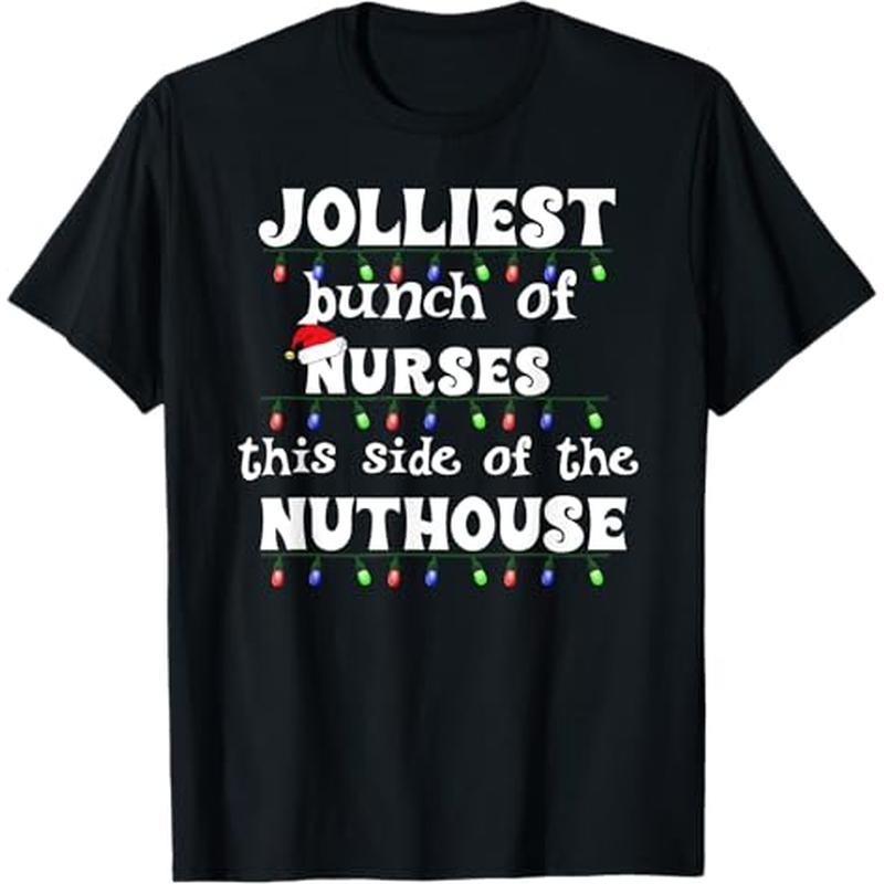 

Funny Christmas Matching Group Work Jolliest Bunch Of Nurses T-shirt, 100% Cotton, Thanksgiving Christmas Gift For Men Women , S-xxxl, Black