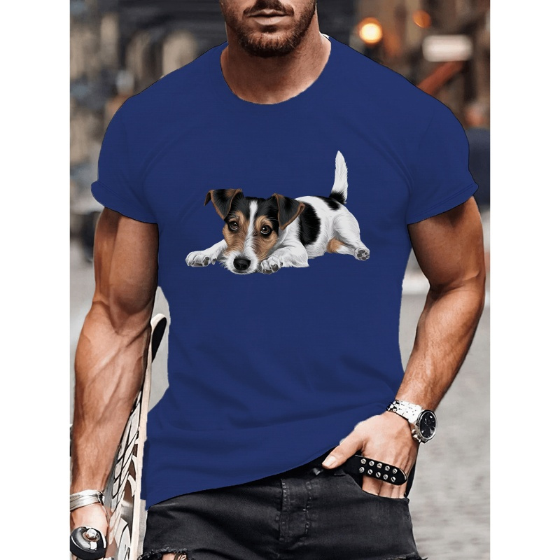 

T-shirt Jack Terrier pour Hommes - Manches Courtes Décontractées, Polyester Respirant, Lavable en Machine - Mode d'Été Parfaite, Décontracté, T-shirt Imprimé