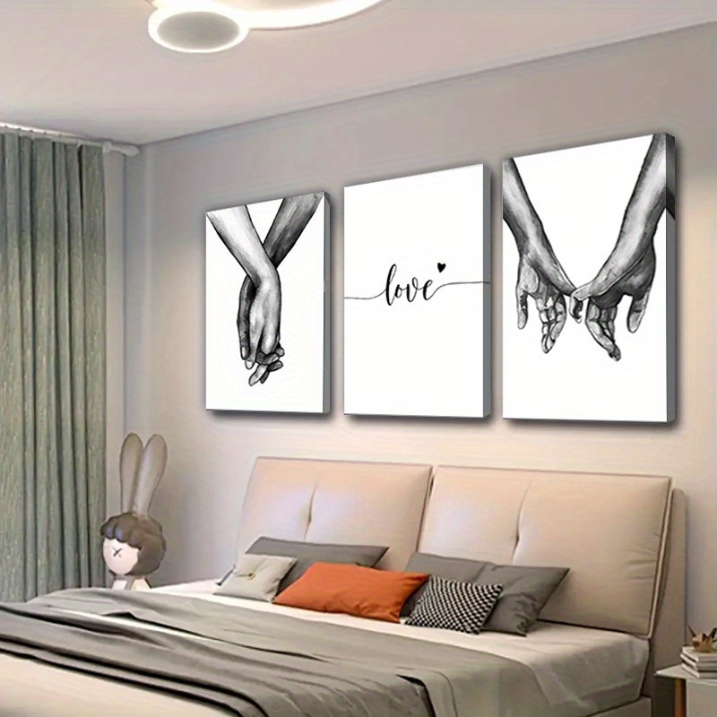 

3 Pack Black And Canvas Poster Art Aesthetic Picture Shadow Love Canvas Artwork Decoration Suitable For Couple Home Bedroom