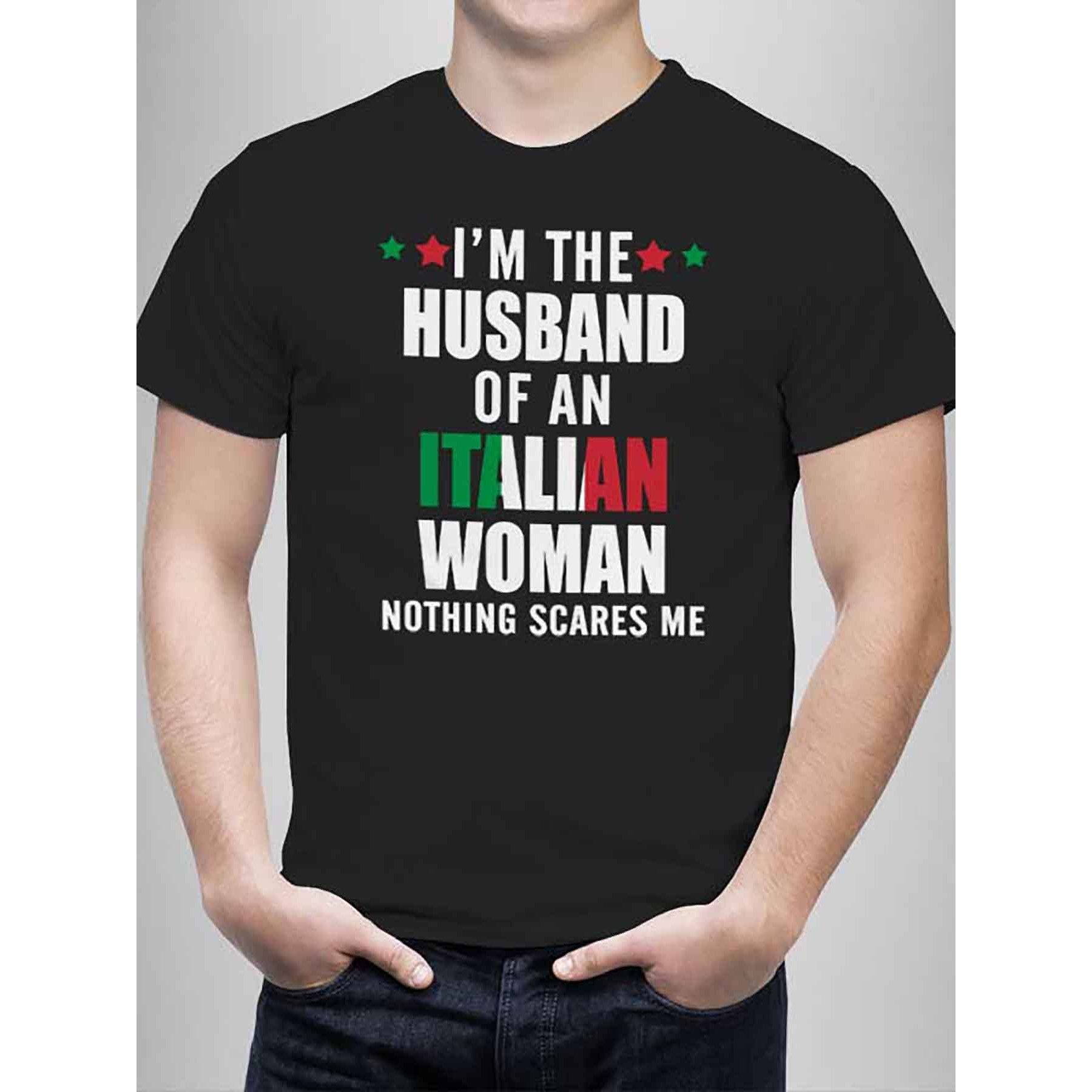 

Husband Of A Italian Woman Funny Men's Short Sleeve Graphic T-shirt Collection Black Bb