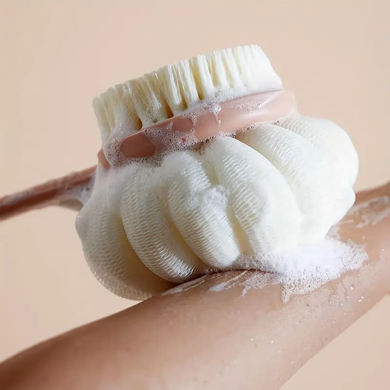 1pc long handle back scrubber sponge plastic massage bristle body brush for men and women shower exfoliating loofah with hair removal feature gentle exfoliation plastic construction Product details 4