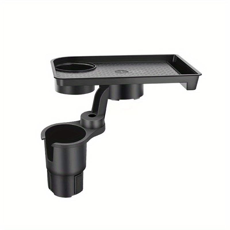 TEMU Adjustable Car Cup Holder With Multifunctional Swivel Tray - Abs Material, Expander Drink Holder With 360-degree Rotating Table For Food And Beverage Convenience