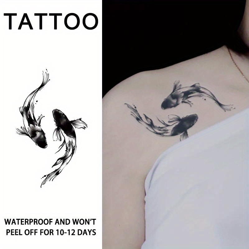 Long-lasting Koi Fish Temporary Tattoo Sticker - Waterproof, Realistic & Non-reflective, Design For 1 To 2 Weeks, Temporary Tattoos, Semi-permanent Tattoo Color, Fake Tattoos