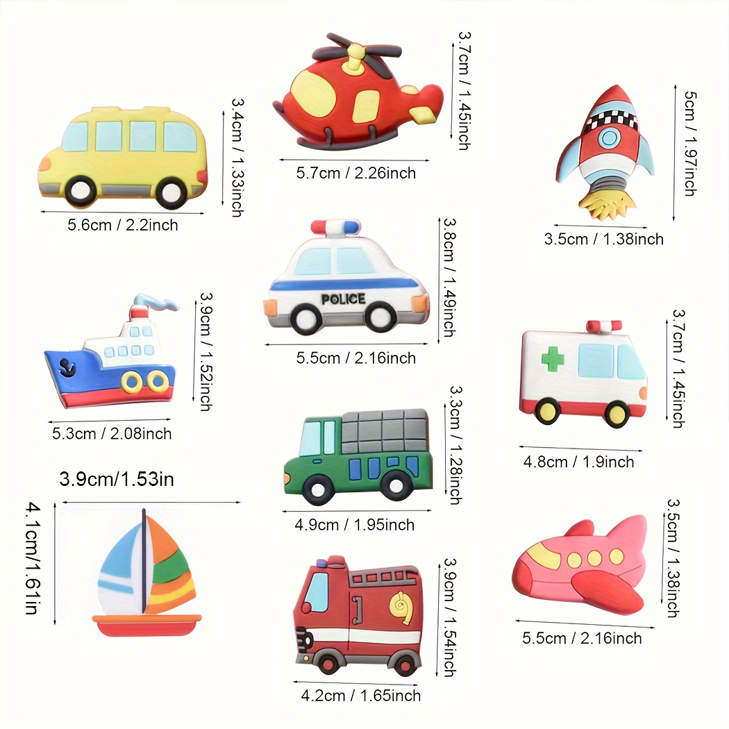 10pcs Vehicle Fridge Set With, Ambulance,, Fire Truck, Helicopter & Train S - , & - Refrigerator, Whiteboard, Dishwasher Decor (plastic, No )
