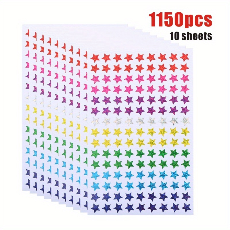 

1350 Pcs Star Shaped Stickers - Pvc Sparkling Color-coding Labels Pack For Organization And Decoration In Office Or Classroom