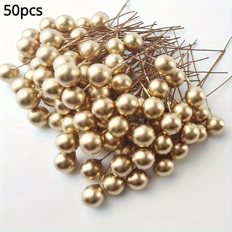 Image of 50pcs Artificial Red Berries, Imitation Foam Fruit For Decorating Christmas Tree, Christmas Decorations Festival Decorations Party Decorations Red Golden And Silvery