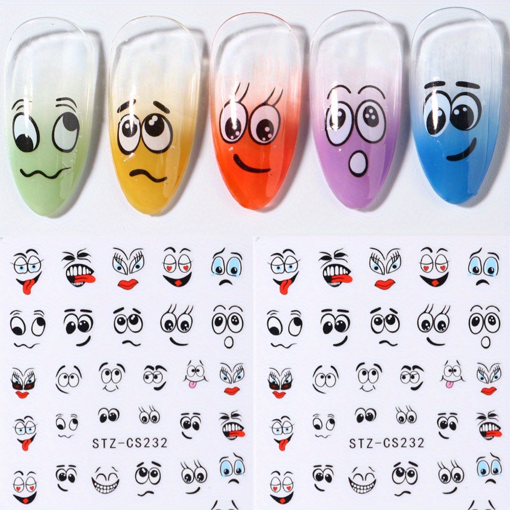 

1 Sheet Cartoon Graffiti Style Nail Stickers, Kawaii Decals, Funny , Diy Manicure Design, Matte , Irregular Shapes, Reusable, Plastic Surface, Glitter Accents, Self-adhesive