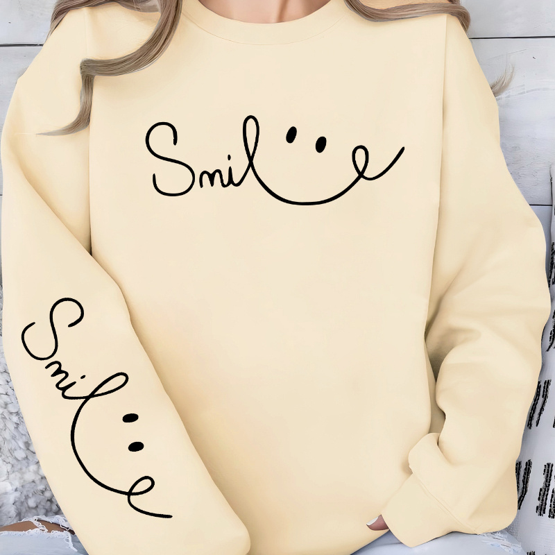 

Sweatshirt Décontracté Grande Taille pour Femme avec Imprimé Lettres Créatif - Manches Longues, Col Rond, Pull Extensible pour & l'Hiver