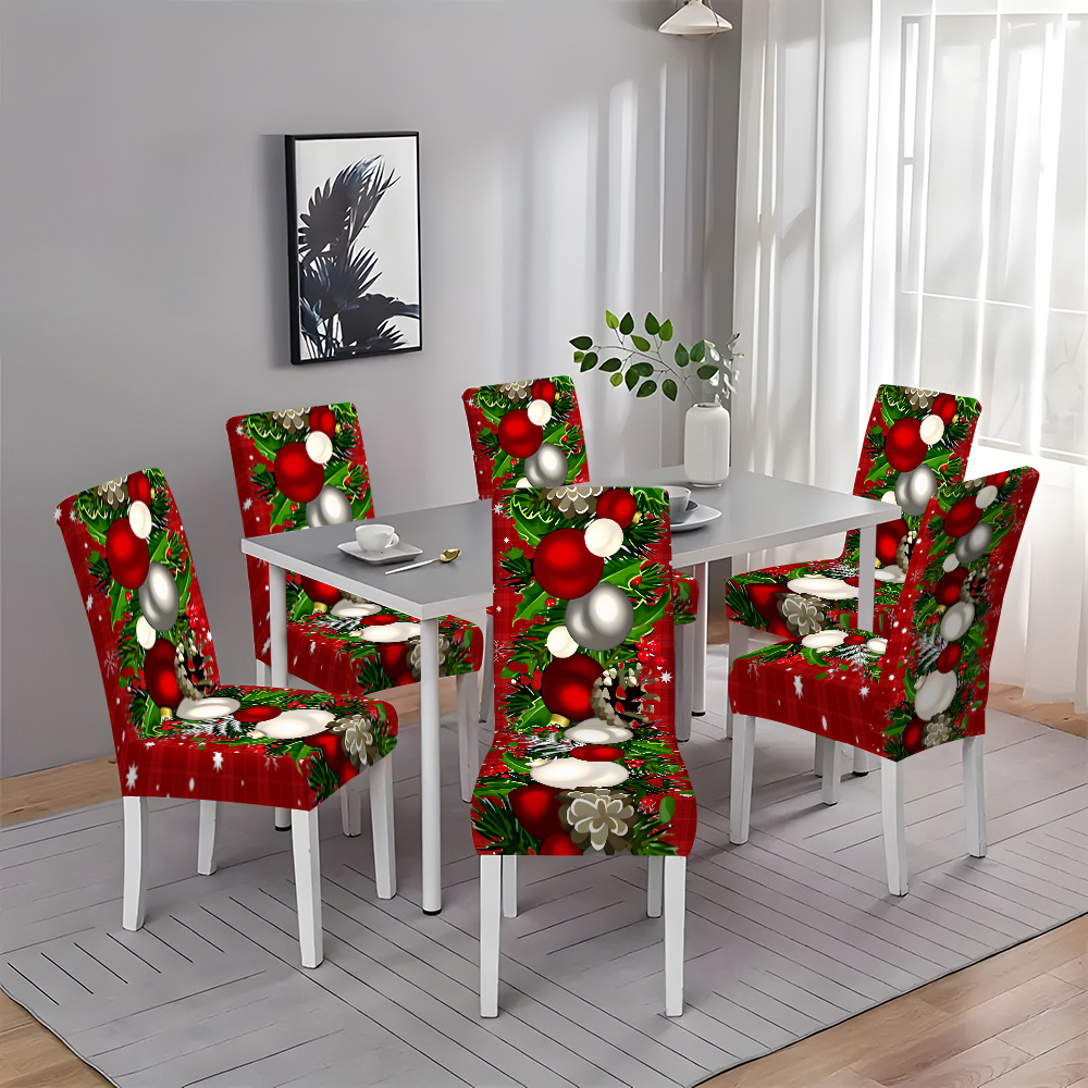 

2/4/6pcs Christmas Covers Set - Printed Polyester Dining & Slipcovers , -, And For A Seasonal Decor