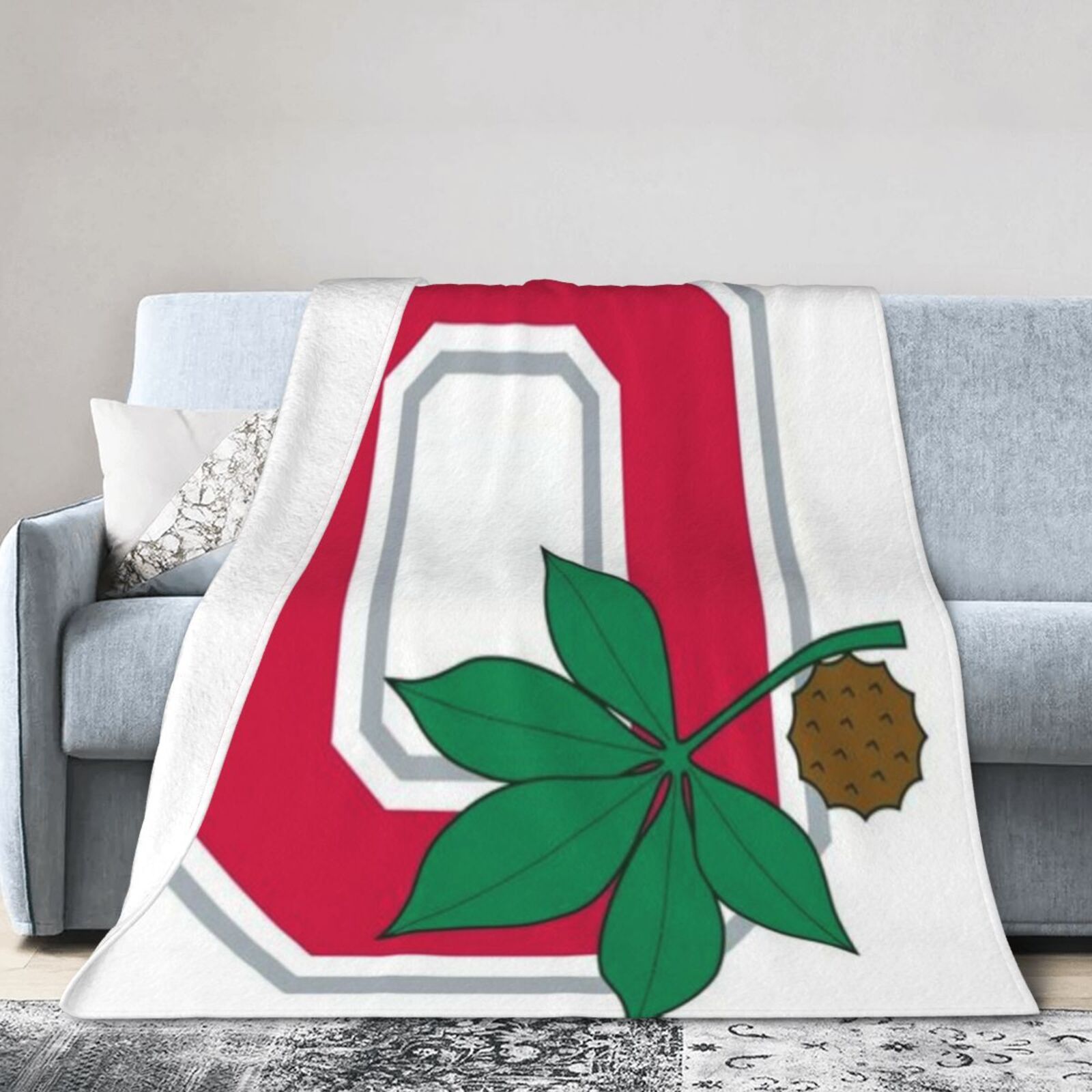 

Ohio State Stadium Flannel Fleece Throw Blanket, Warm Room, Office, Sofa Decor, Travel Blanket, Gift - Home Decor Accessory, Mixed Colors, Polyester Cover, , 250-300g Fabric Weight