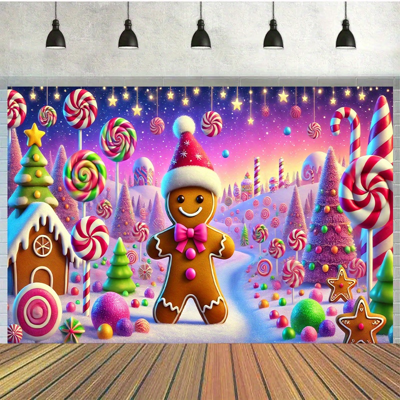 

Gingerbread Man Backdrop, 7x5ft Polyester Photo Background Cloth For Birthday Banner, Cake Table Party Decoration, Outdoor Celebration, Multipurpose, No Electricity Needed