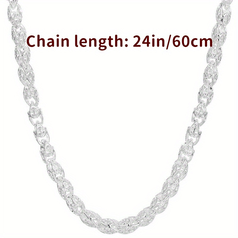 TEMU 925 Sterling Silvery Bamboo Rayon Chain Necklace - Anti-allergic, Nickel-free Fashion Jewelry, Unisex - For Any Occasion, Total Weight Of The Product (6g)